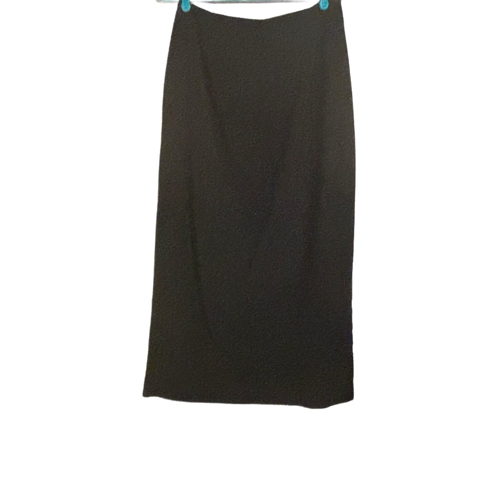 Michele Black Polyester Long Pencil Skirt, Back Zip, Slit, 33” Length Women’s 10